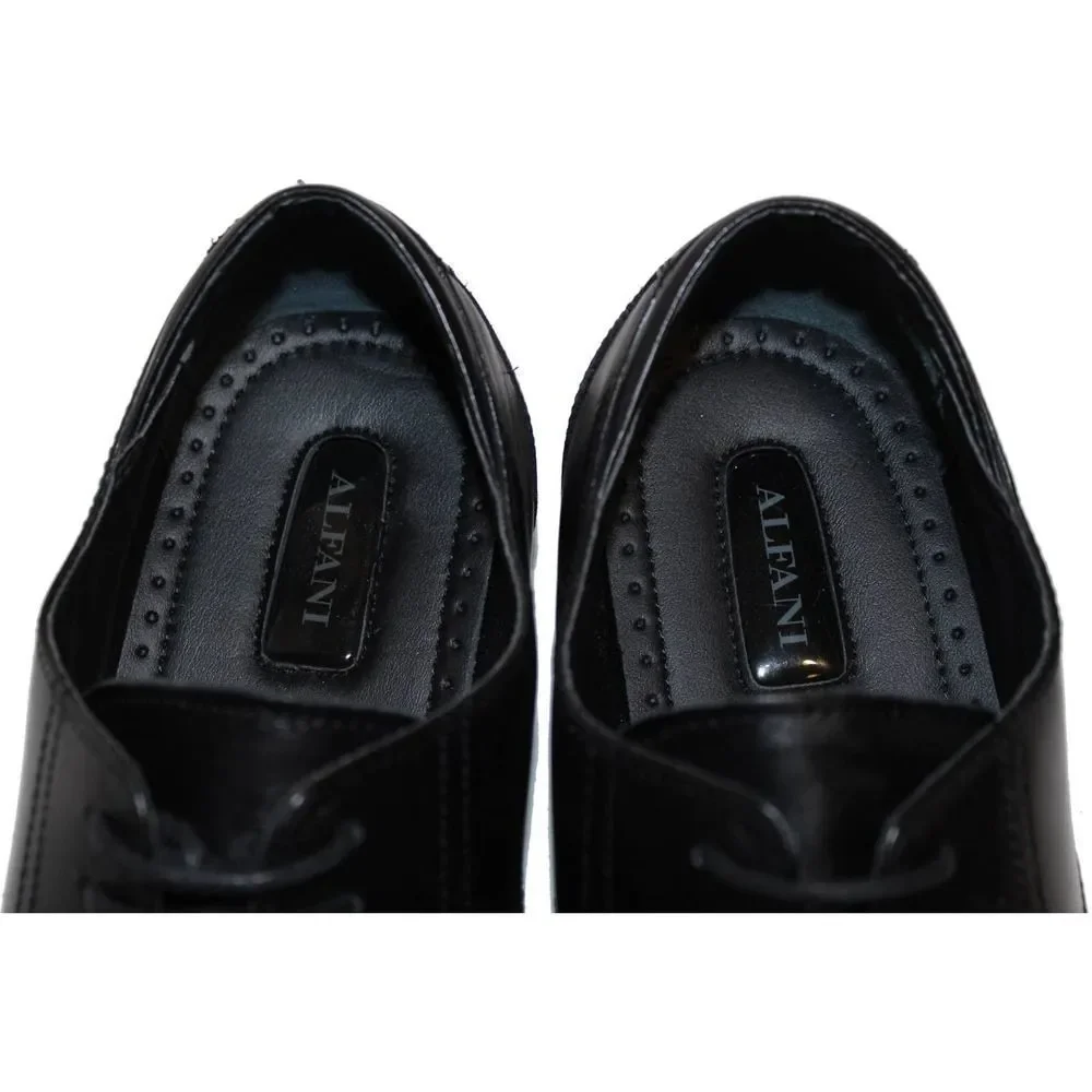 ALFANI Crown Black Leather Dress Oxfords Size 11 M